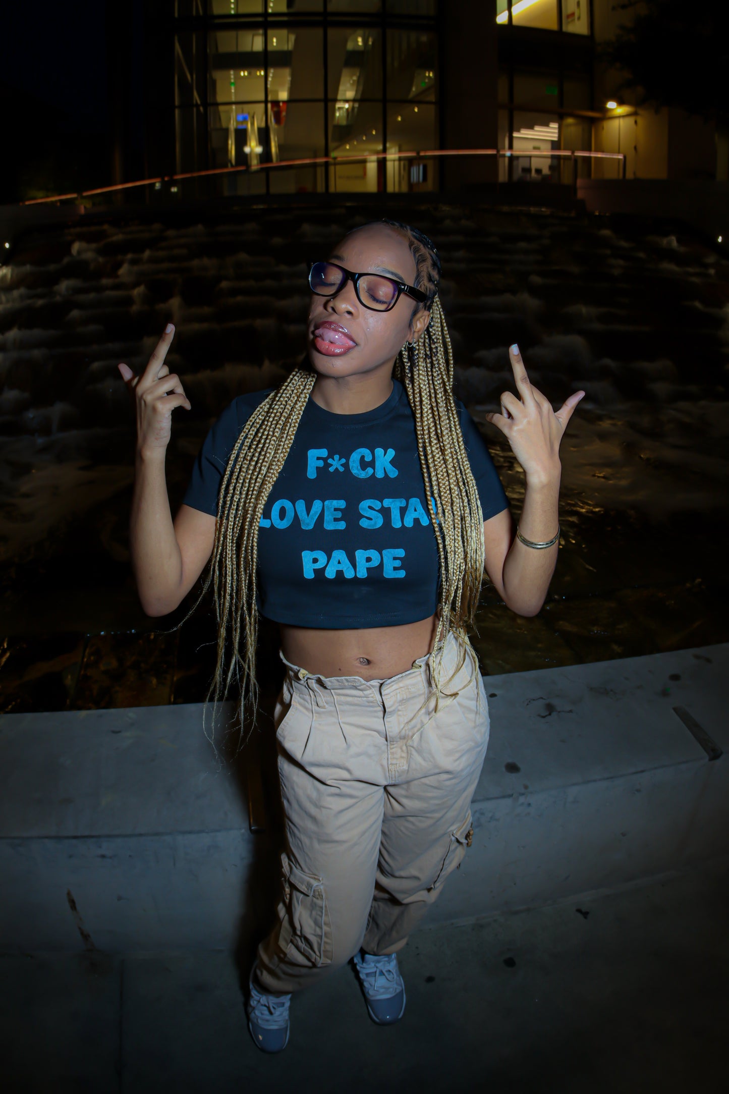 WOMENS Black F*CK Love Stak Pape Crop Top