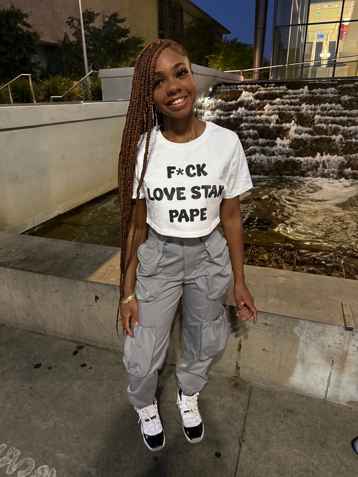 WOMENS White F*CK Love Stak Pape Crop Top